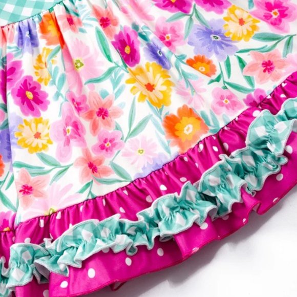 Boutique Floral Sleeveless Ruffle Dress Easter - Picture 4 of 6